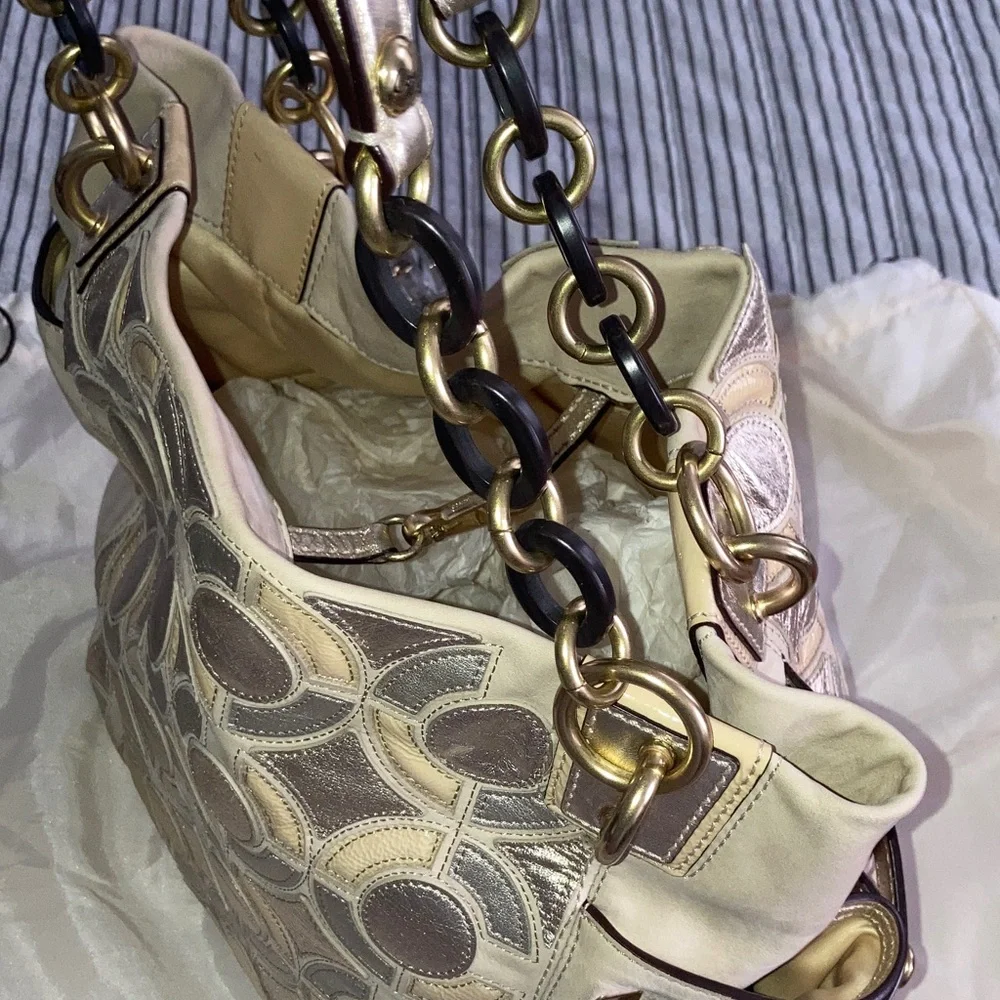 Coach Peyton Leather Mosiac Shoulder Bag - Picture 9 of 12